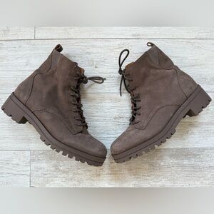 Lucky Brand Women's Gray Lace-Up Boots/Zipper